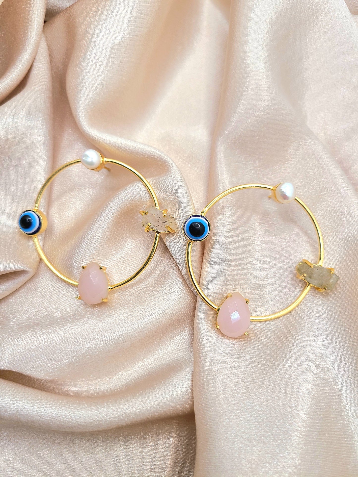 Rachel Earrings Gold- Pink