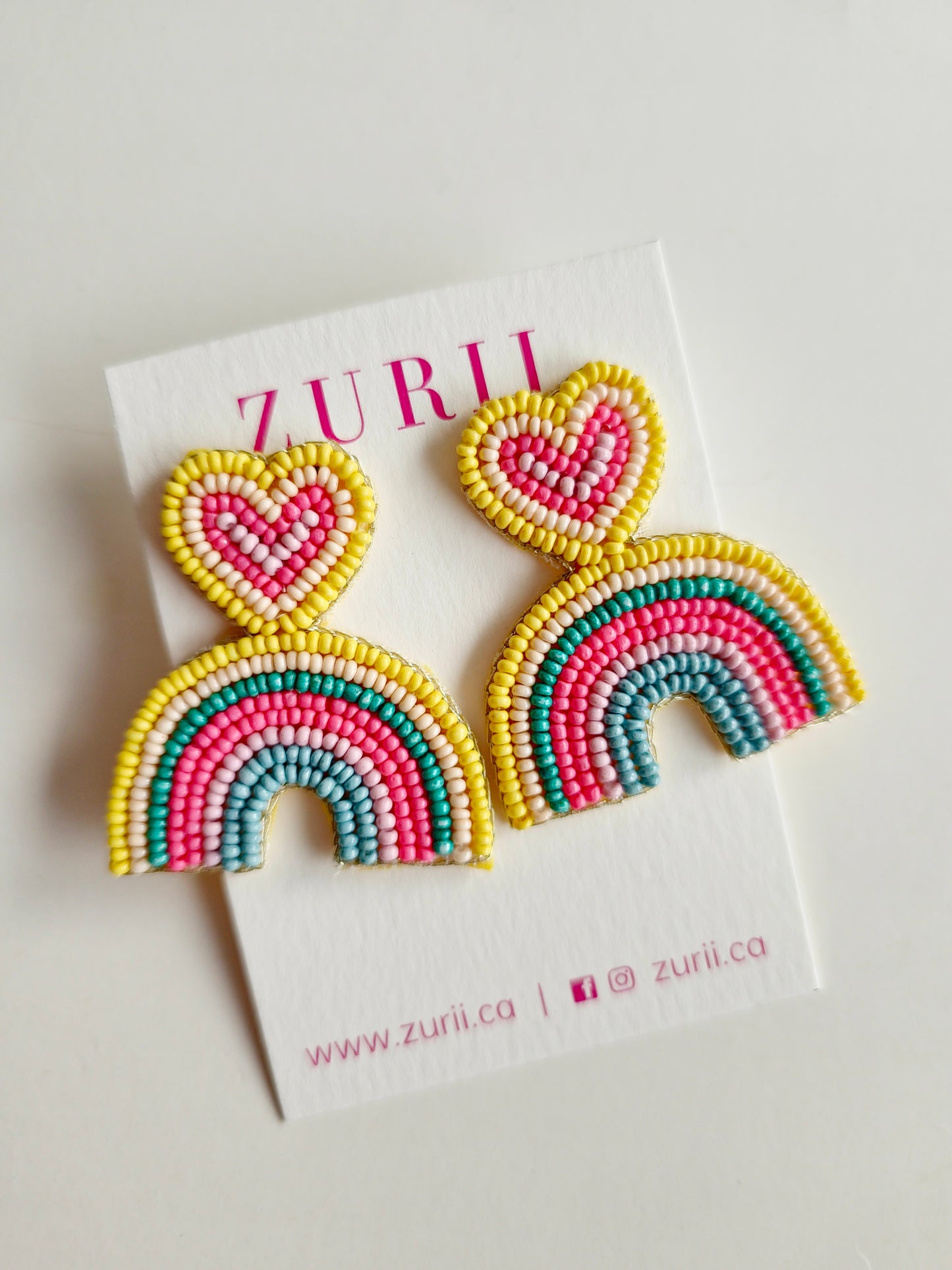 Rainbow heart earrings