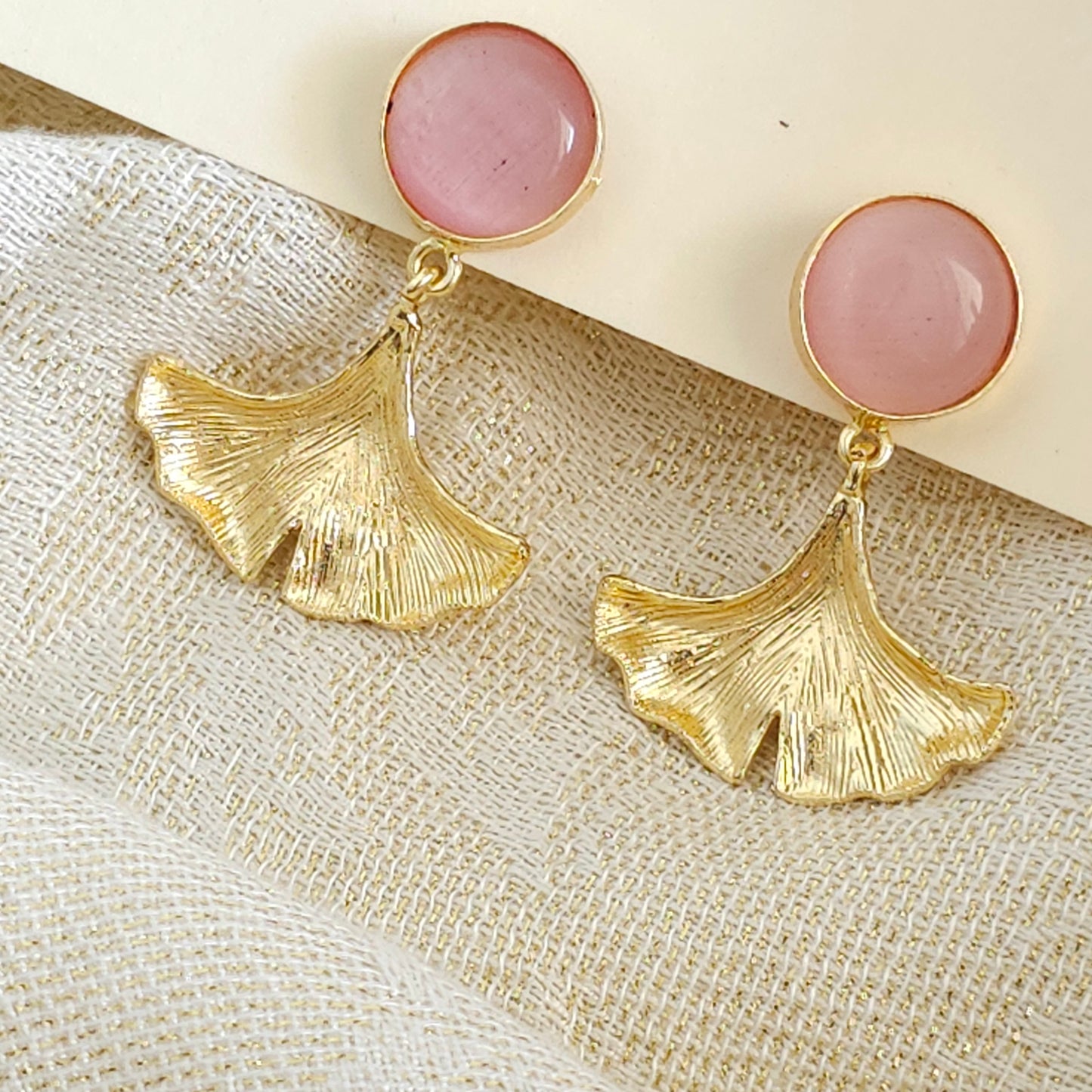 Gingkgo Leaf earrings Pink