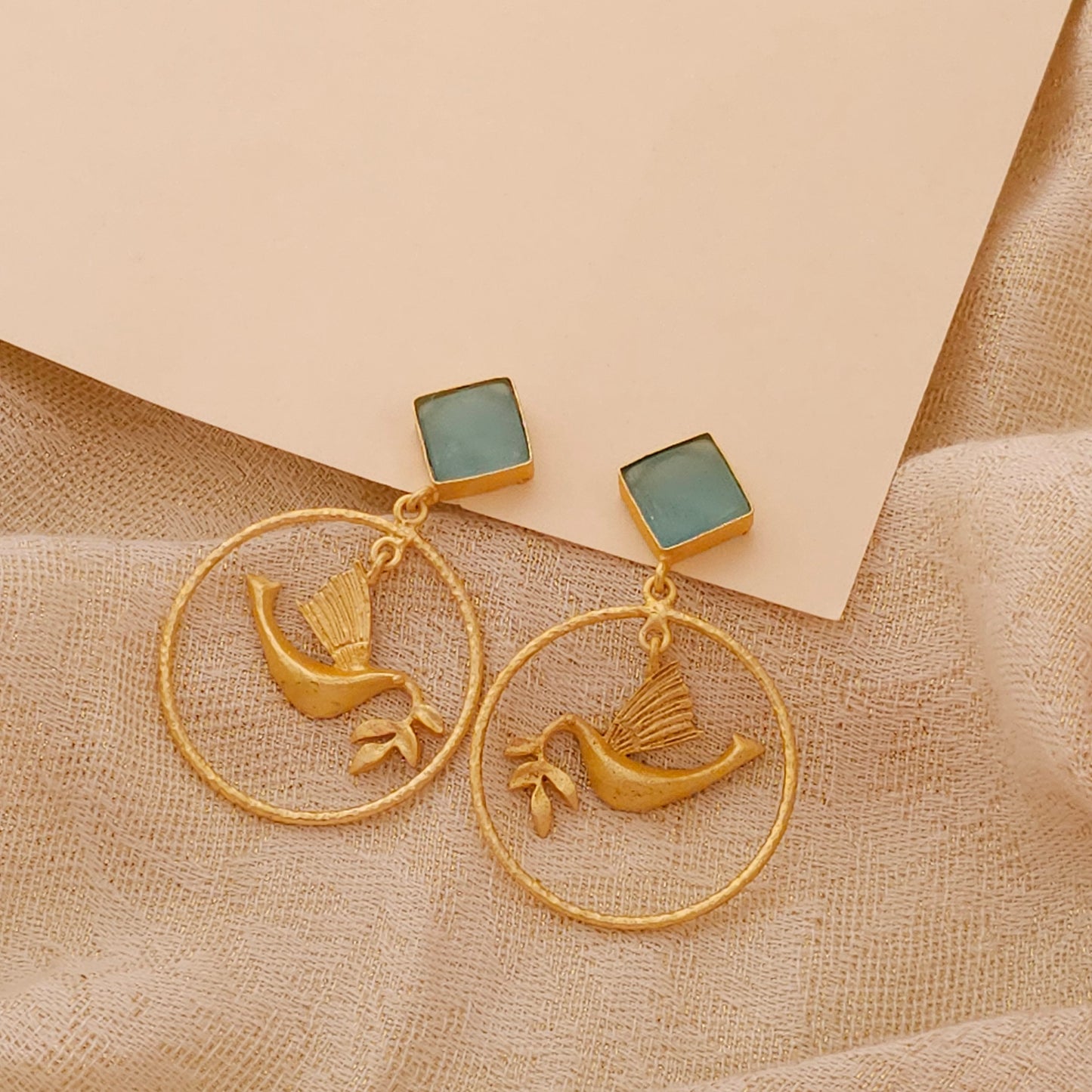 Alina bird earrings- Light blue