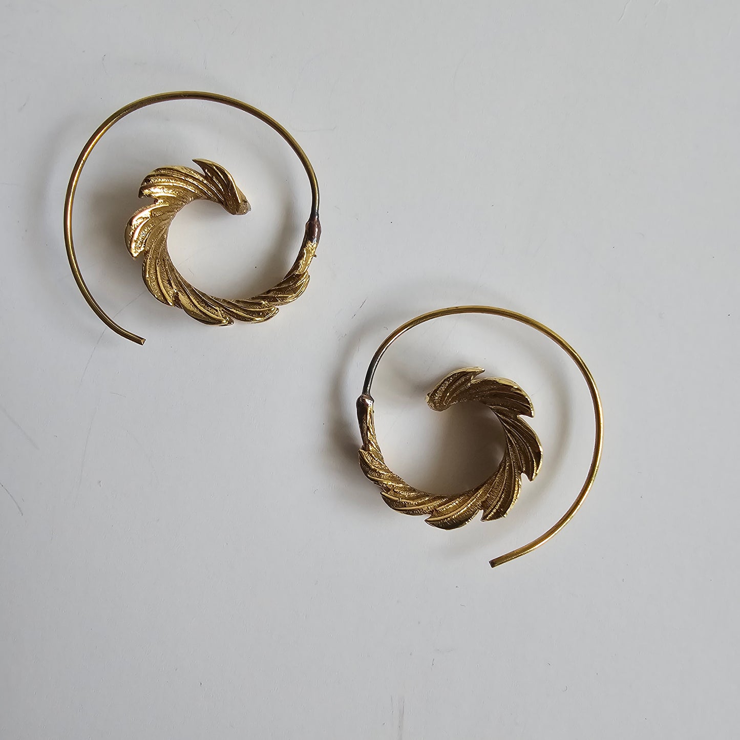 Spiral leaf hook earrings