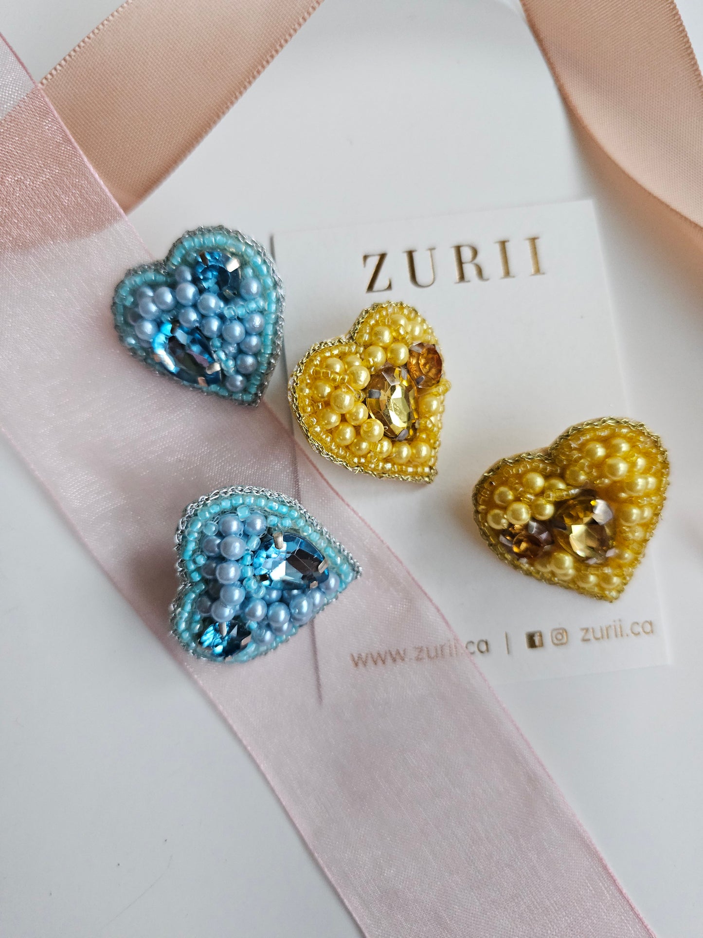 Heart studs- Blue