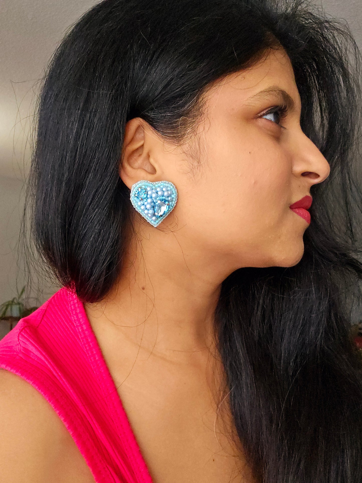 Heart studs- Blue