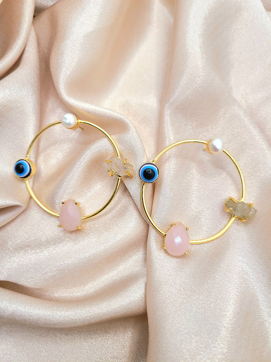 Rachel Earrings Gold- Pink