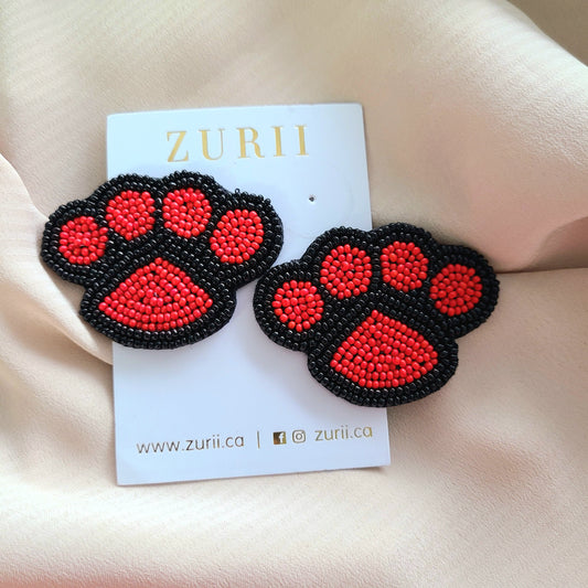 Paws Earrings -Black and Red