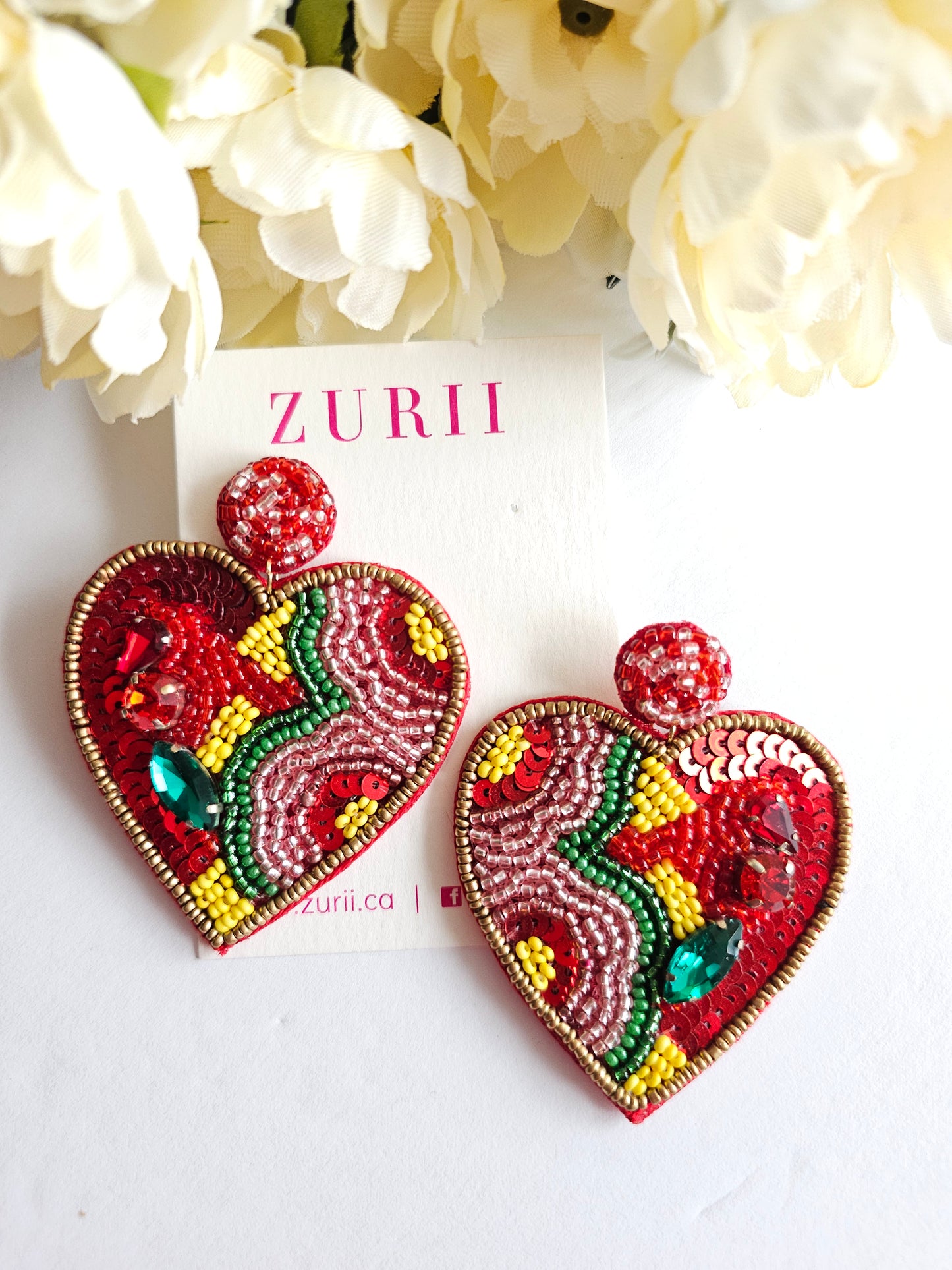 Hannah Red heart Earrings
