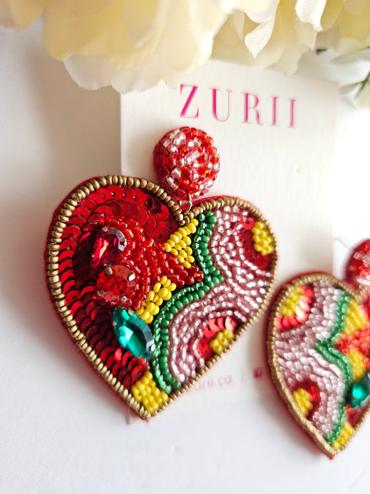 Hannah Red heart Earrings