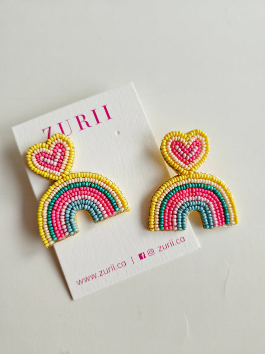 Rainbow heart earrings