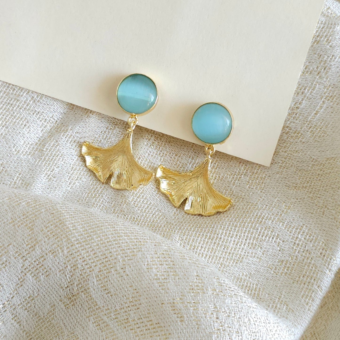 Gingkgo Leaf earrings Blue