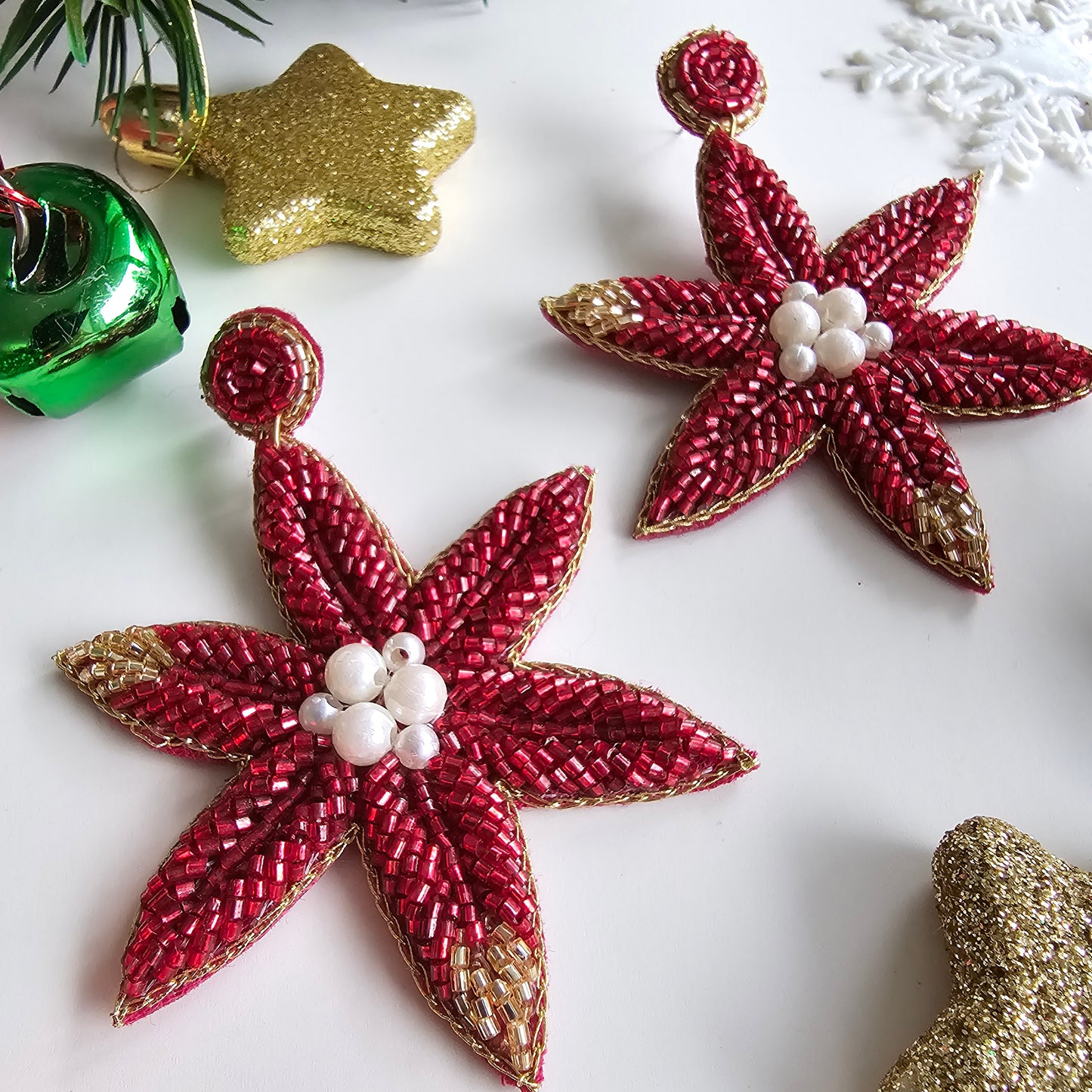 Poinsettia Earrings