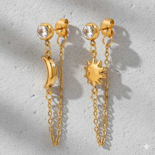 Sun-moon earrings