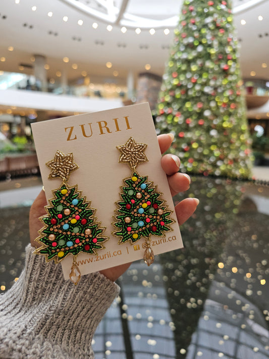Green Christmas Tree earrings