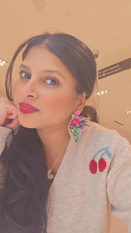 Debby Earrings Pink Green